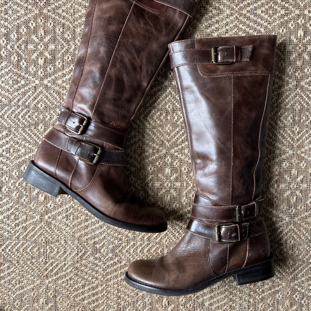 Enzo Angiolini Riding Boots, Brown Leather, Women's 7.5